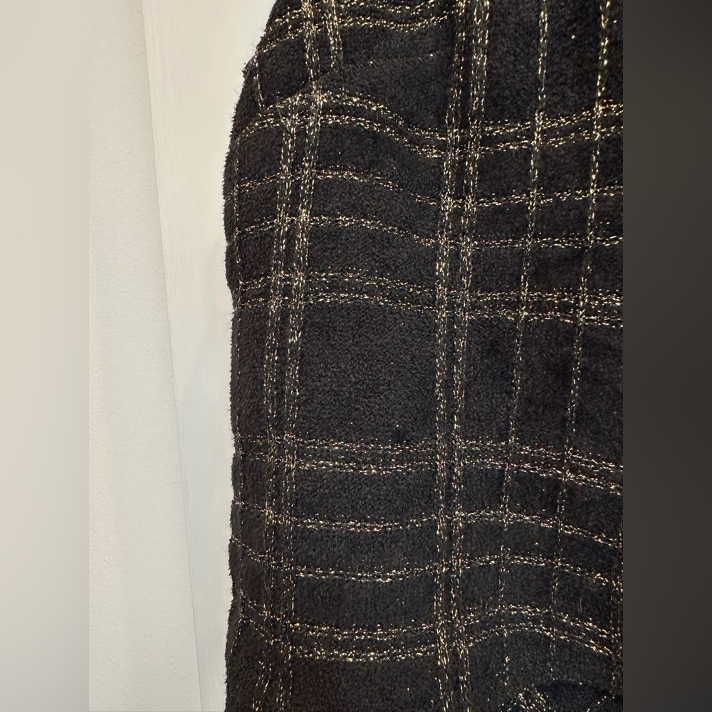 St. John Couture Collection Black Gold Metallic Shimmer Wool Dress Size 10 Med - Picture 9 of 16
